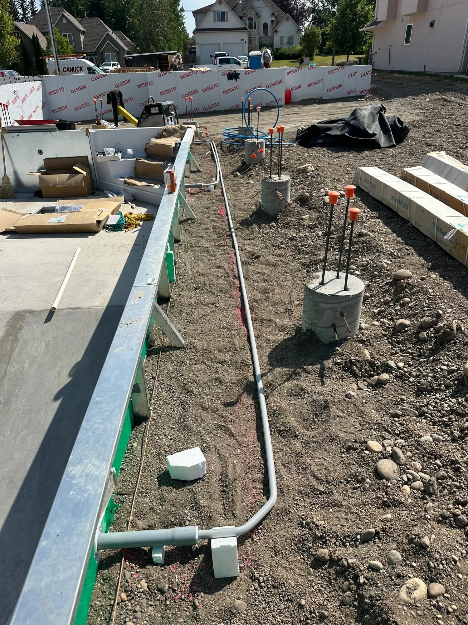 Underground electrical conduit laid at a new home build